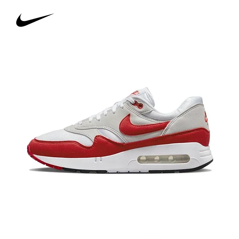 Nike-Air Max 1 '86' "Big Bubble" Scarpe Da Corsa Da Uomo, Scarpe Da Ginnastica Grigie Rosse Con Assorbimento Di Gradi Dq3989-100