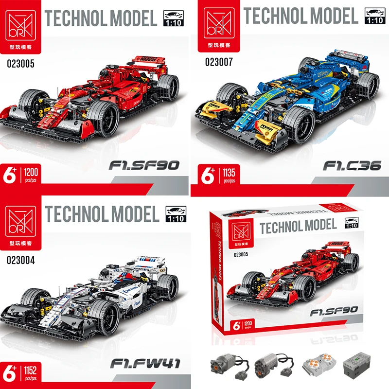 1200Pcs Technical 023005 Formula Cars Red F1 Building Blocks Sport Rc Racing Cars Super Model Bricks Toys For Kids Boys Gifts