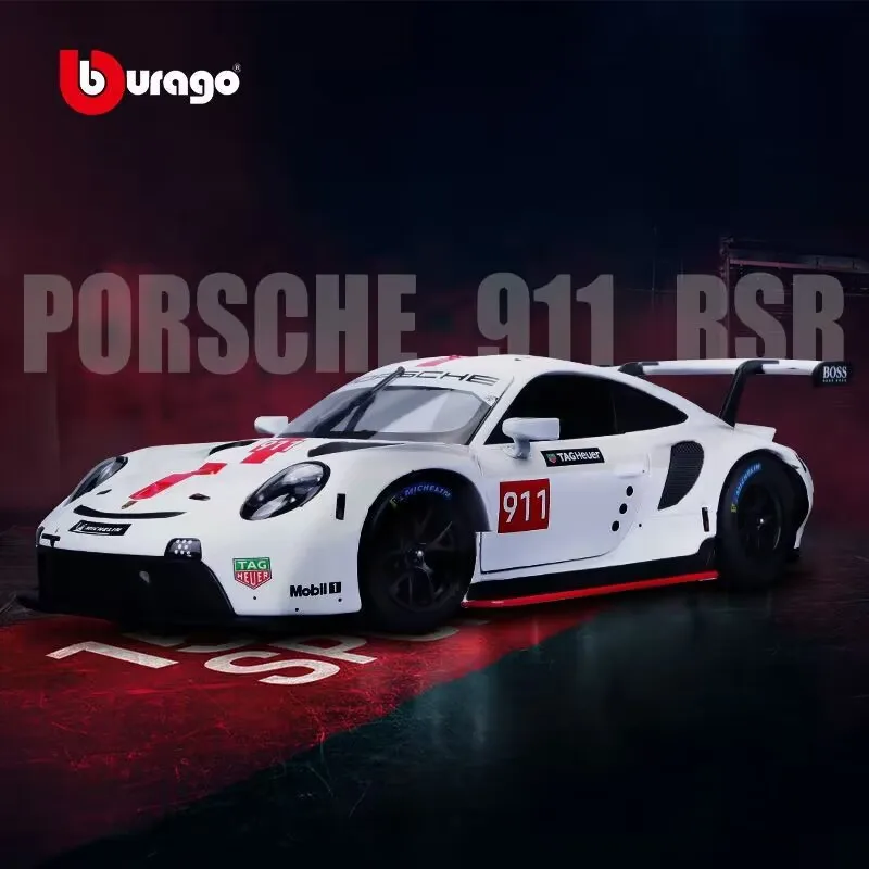 Bburago 1:24 Porsche 911 Rsr Alloy Track Racing Car Model Diecast Metal Toy Sports Car Model Simulation Collection Regalo Per Bambini