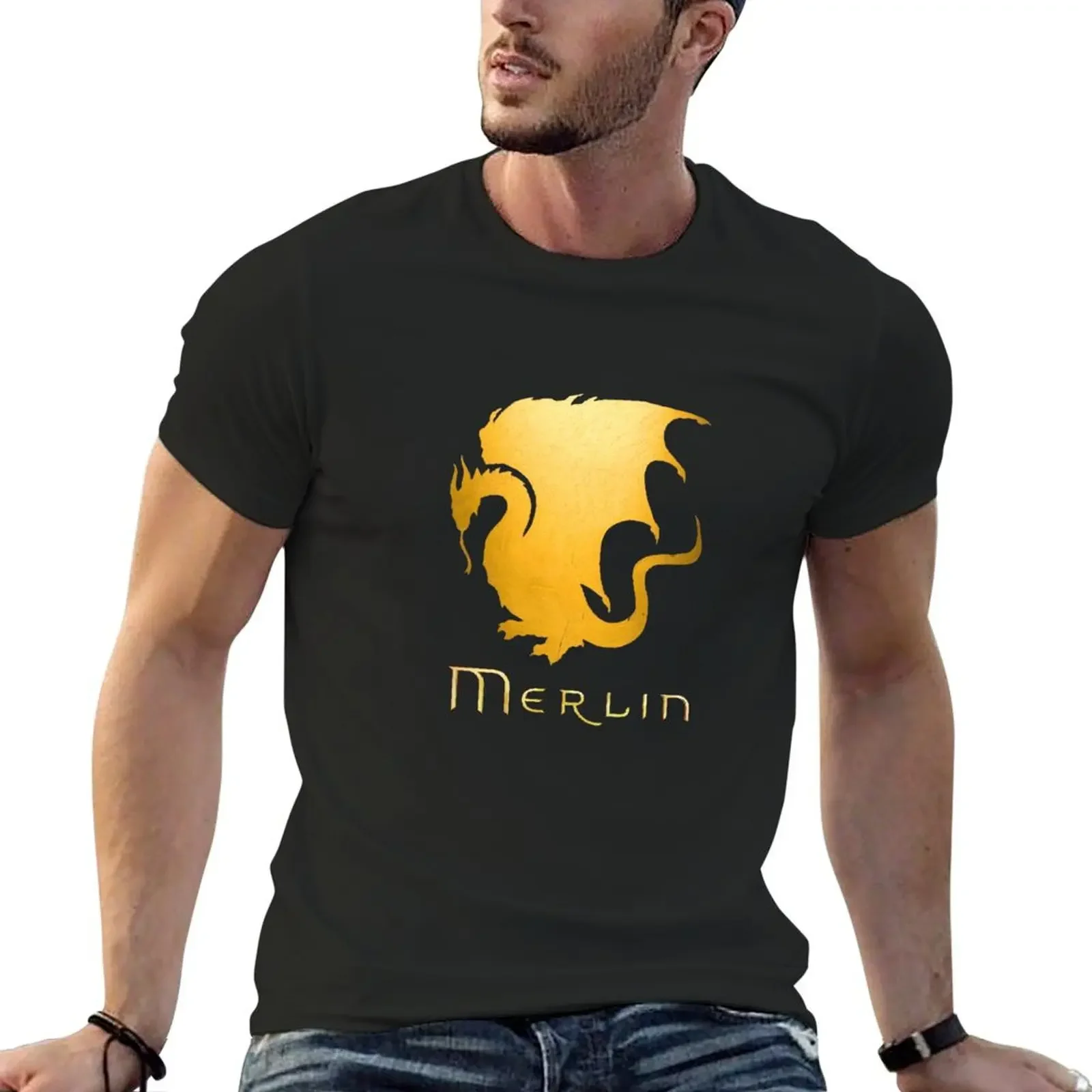 T-Shirt Merlin Pendragon Silil T-Shirt Pesante Oversize Da Uomo In Tinta Unita