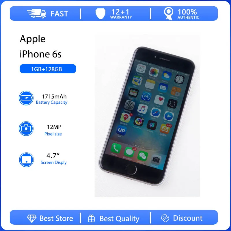 Apple Iphone 6S Cellulare Originale Usato Sbloccato 4.7 "16/32/128Gb Rom Dual Core Ios 12Mp Fotocamera 4G Lte Impronte Digitali