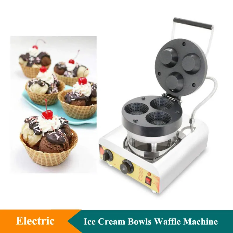 Mini Macchina Per Cialde Di Forma Rotonda Commerciale 3 Pezzi Macchina Per Ciotole Per Cono Gelato In Stick Macchina Per Cialde Antiaderente Per Gelat
