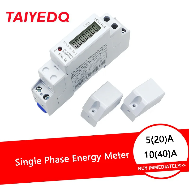 Dds1104 5(20)A 10(40)A Contatore Di Energia Monofase Ac 220V 50Hz 1 P2W Lcd Digital Wattmetro Consumo Energetico Kwh Meter
