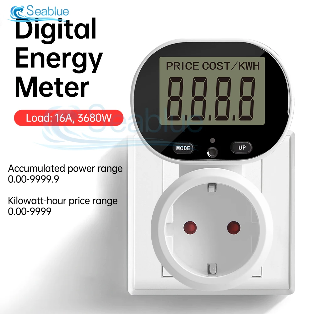 Misuratore Di Potenza Girevole Ac 230V 16A Display Digitale Lcd Misuratore Di Consumo Di Elettricità Monitor Voltmetro Presa Per Misuratore Di Costo E