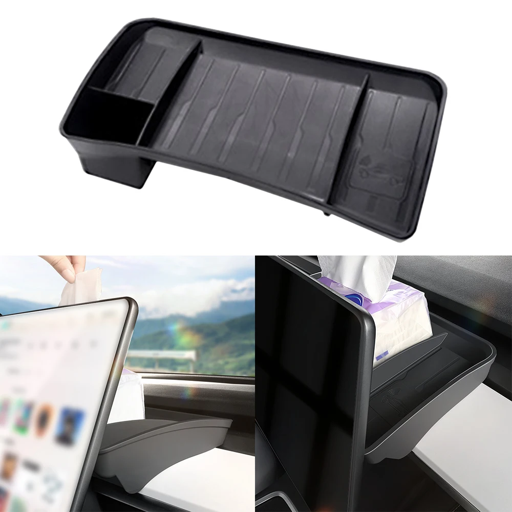Per Tesla Model 3 Model Y Screen Scatola Portaoggetti Posteriore Magnetica Nascosta Ecc Vassoio Portaoggetti Scatola Per Fazzoletti Organizer Per Auto
