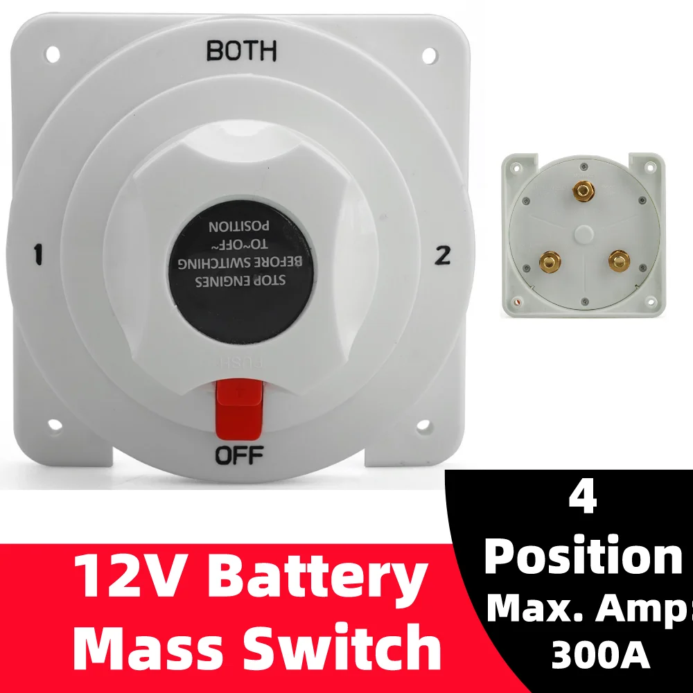 1 Off 2 Entrambi I Bianco Distribuzione Marine Boat Battery Switch Marine Dual Battery Selector Switch Per Camper Barca Rv Motor Turck