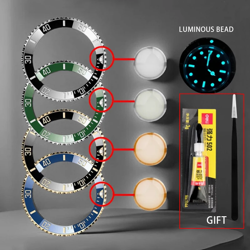 Per Rolex Luminous Pearl Big Hole Blu Verde Nero Water Ghost Luminous Bead Anello In Ceramica Bocca Accessori Per Orologi Con Perline Luminose