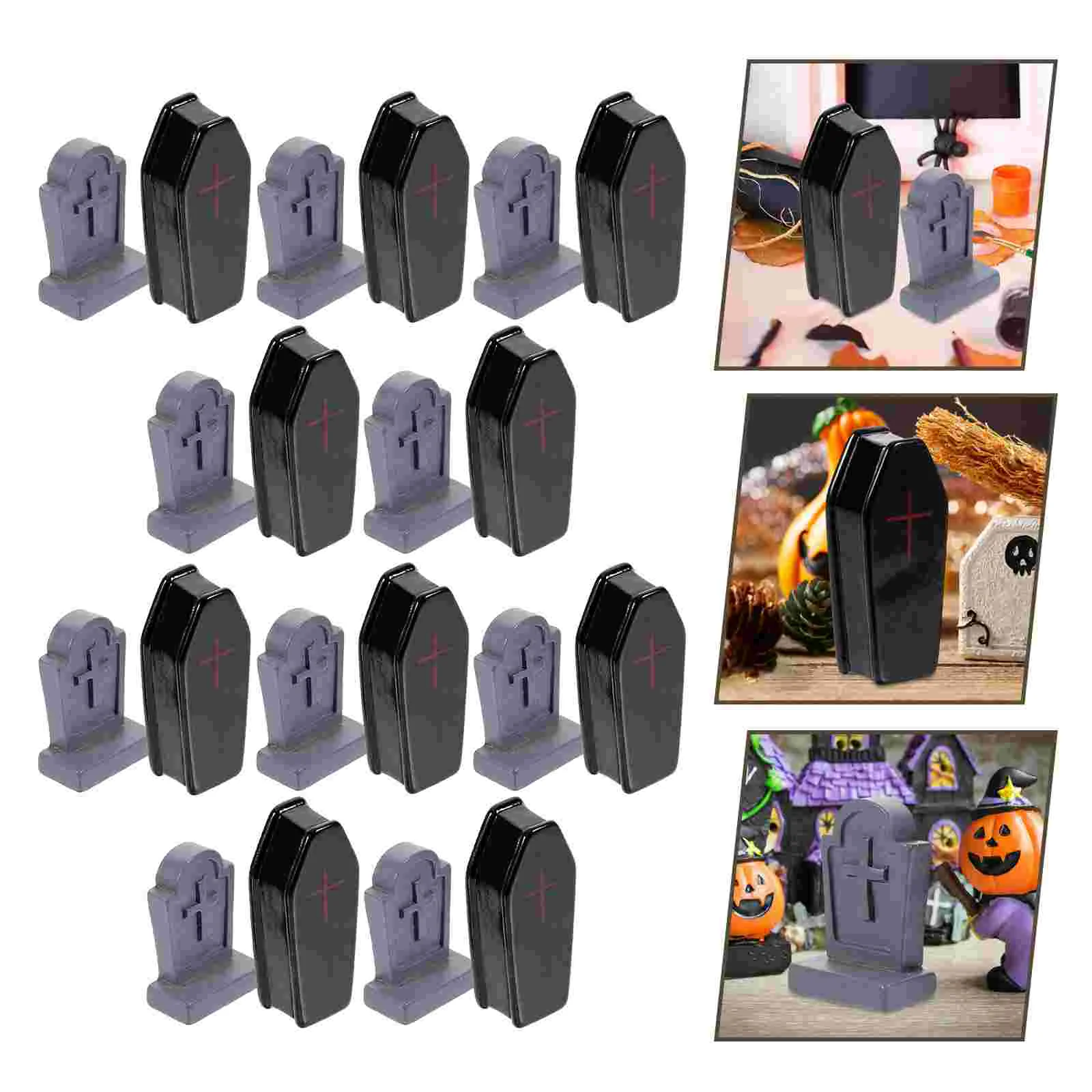 20 Pezzi Decorazioni Di Halloween Tomba Pietra Tombale In Miniatura Casa Stregata Prop Resina Cimitero