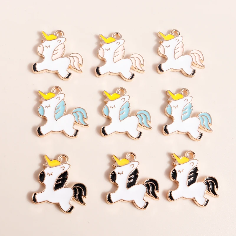 Citroen 10Pcs 18*21Mm Cartoon Smalto Unicorno Charms Cute Horse Pony Charms Ciondoli Fai Da Te Orecchini Accessori