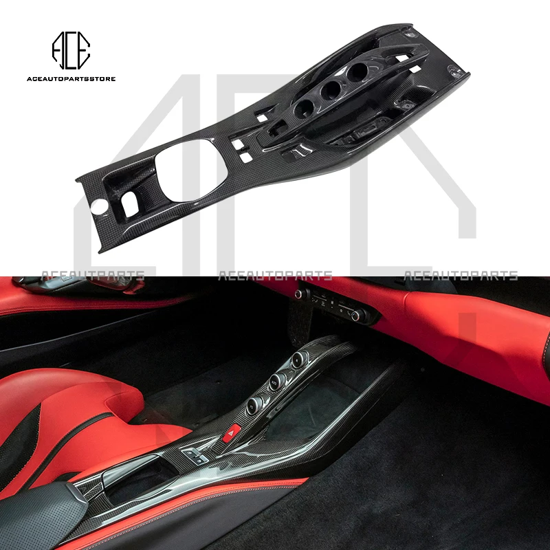 Per Ferrari 812 Superfast Center Console Dry Carbon Fiber Bridge Central Console Cover Body Kit Interior