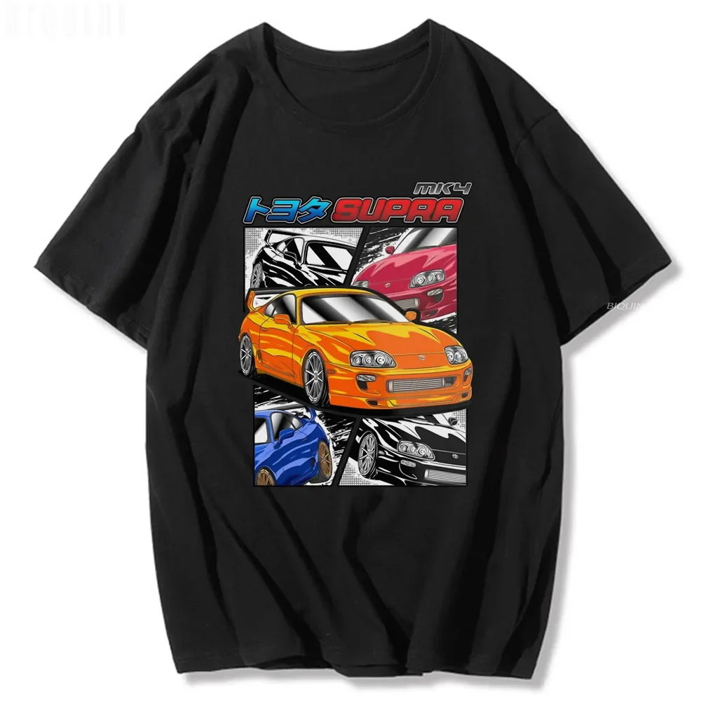 Streetwear Pure Cotton Summer Graphic Tops 2D Print Top Harajuku Casual Fashion O-Collo Legend Toyota Supra Mk4 Maglietta Da Uomo