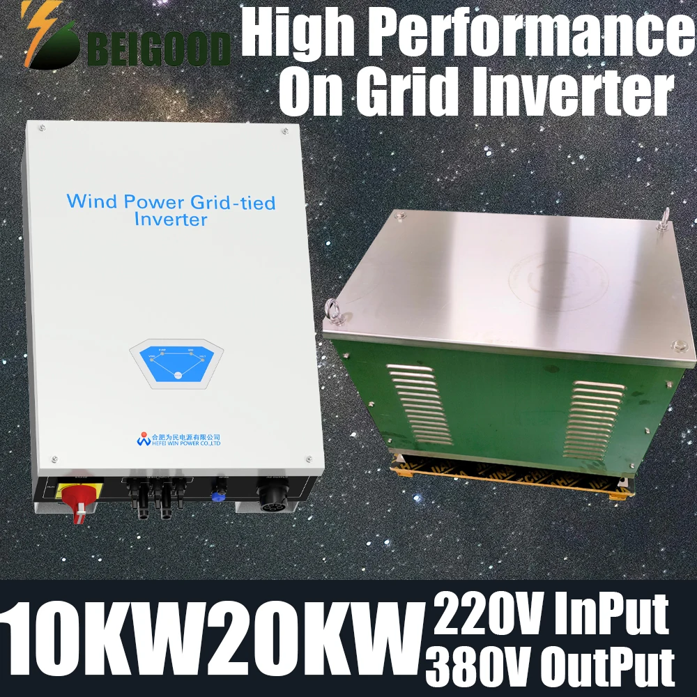 10Kw 20Kw Wind On Grid Tie Inverter Con Limitatore Generatore Di Turbine Eoliche Monitor Wifi Scarica Batteria Da 220V A Ac380V