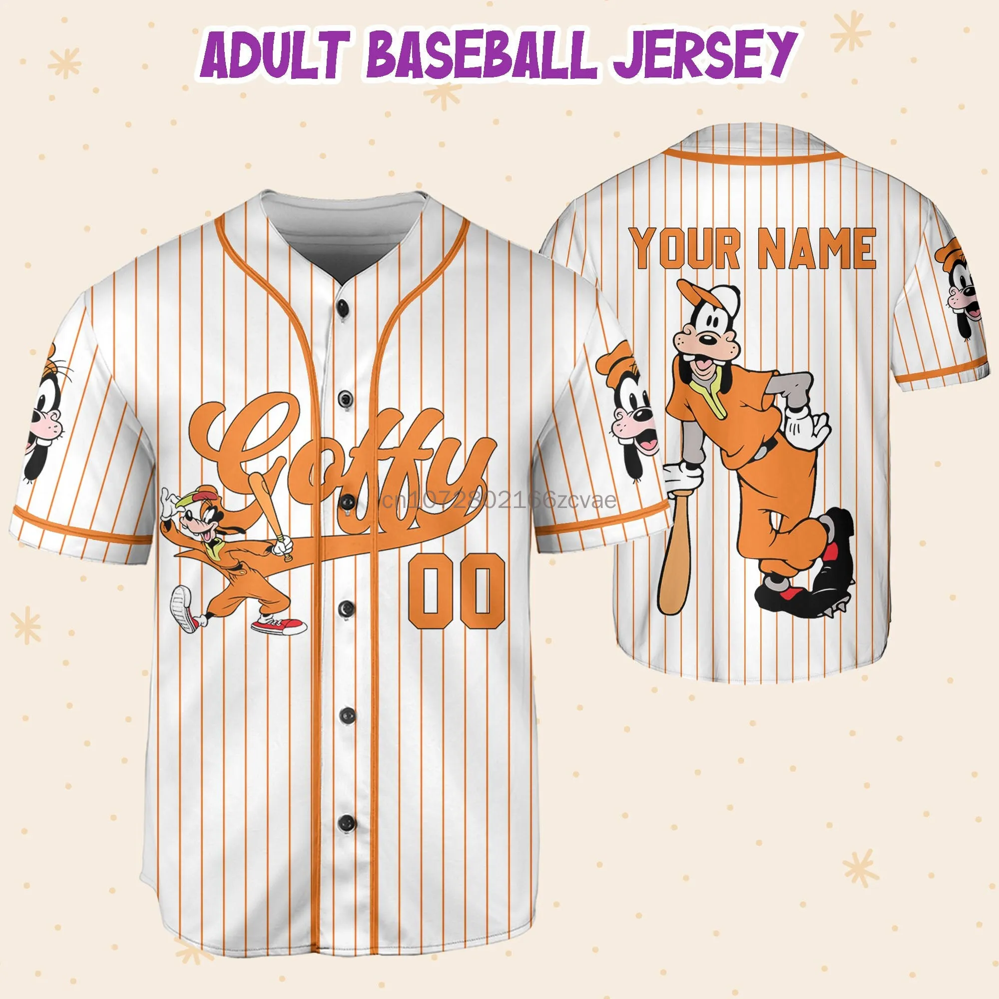 2024 New Goofy Baseball Jersey Nome Personalizzato Uomo Donna Manica Corta Jersey Disney Baseball Jersey Casual Sport Baseball Jersey