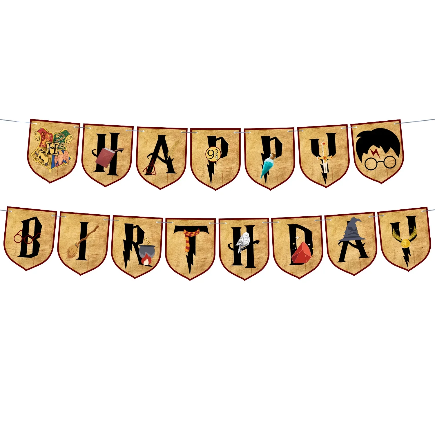 New Harried Banner Flag Party Decoration Hanging Painting Potters Ballon Happy Birthday Theme Party For Children Regali Di Compleanno