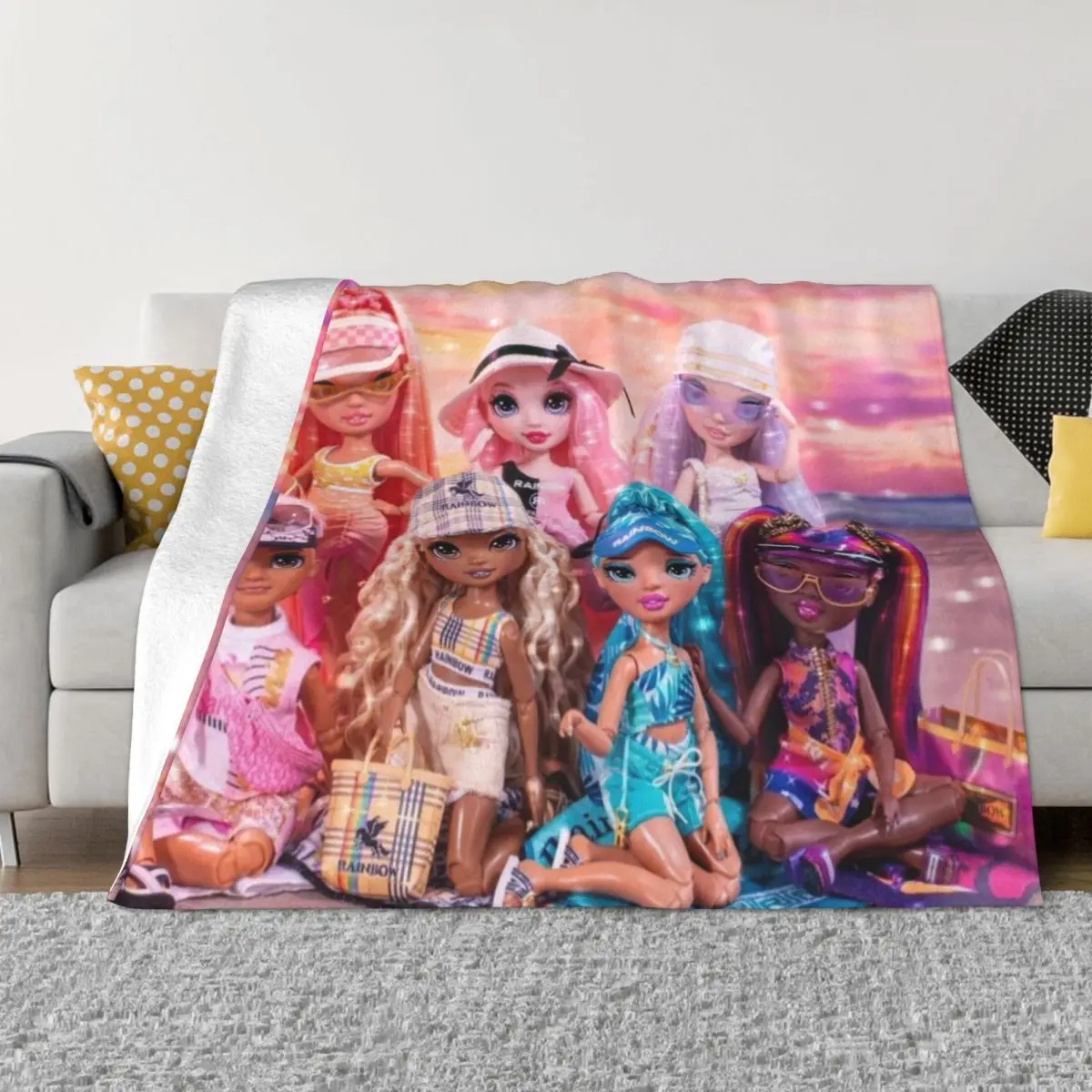 Rainbow High Pacific Coast Group Artwork Throw Coperta Flanella Coperte Sottili