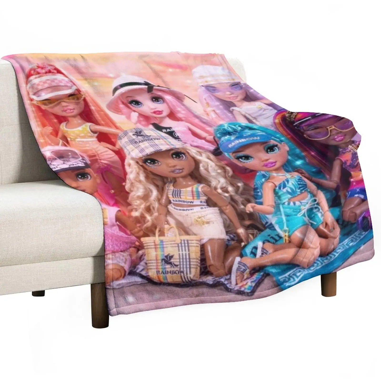 Rainbow High Pacific Coast Group Artwork Throw Coperta Coperta Pelosa Coperta Di Lusso