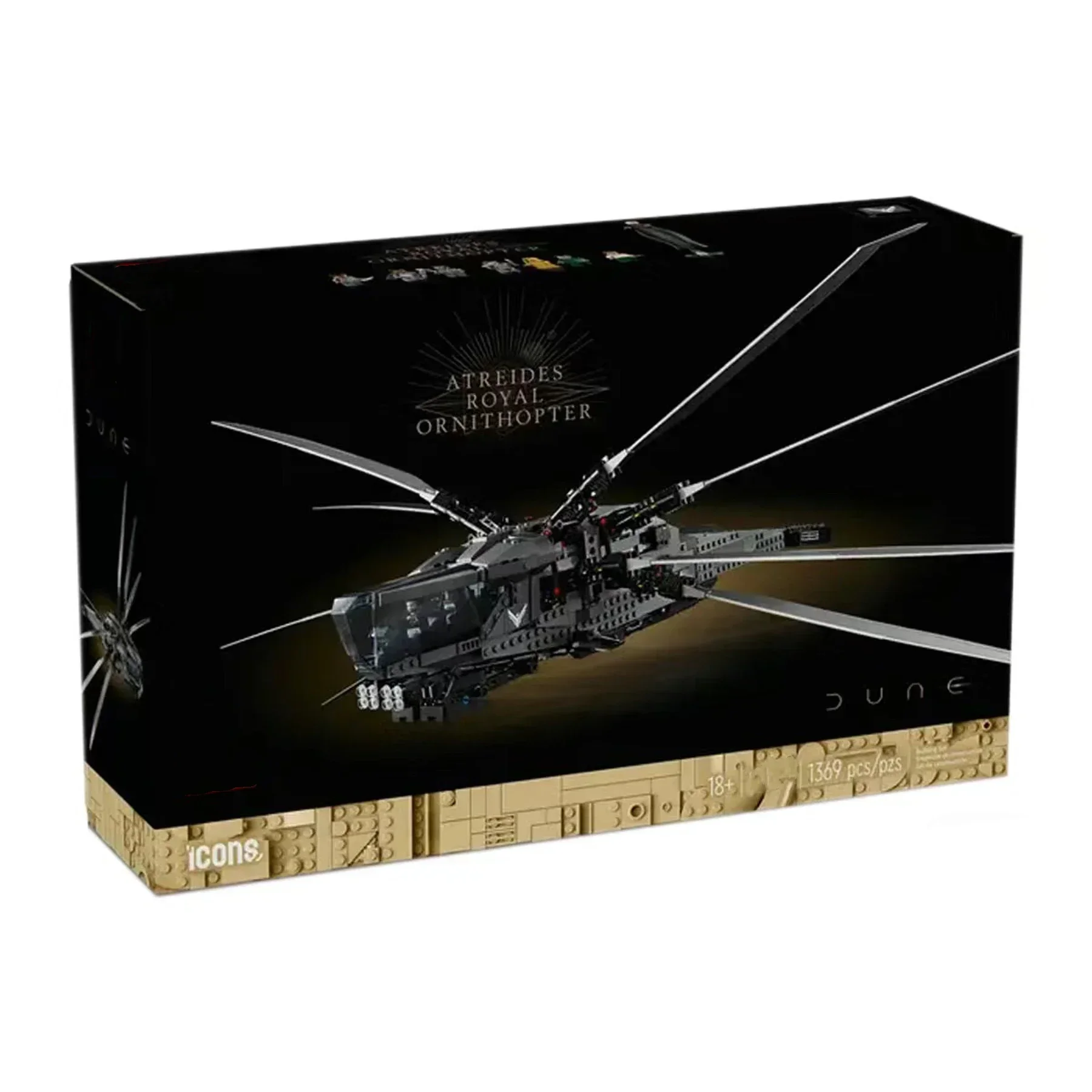 Icone Film Dune Atreides Royal Ornithopter 10327 Space Dragonfly Plane Arrakis Planet Aircraft Building Blocks Giocattolo Regalo