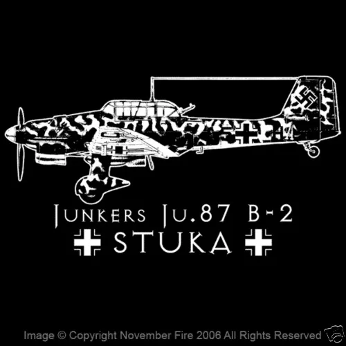 Ju 87 Stuka Junkers German Dive Bomber Luftwaffe Blitzkrieg Fighter T Shirt Nft264 Maniche Lunghe O Corte