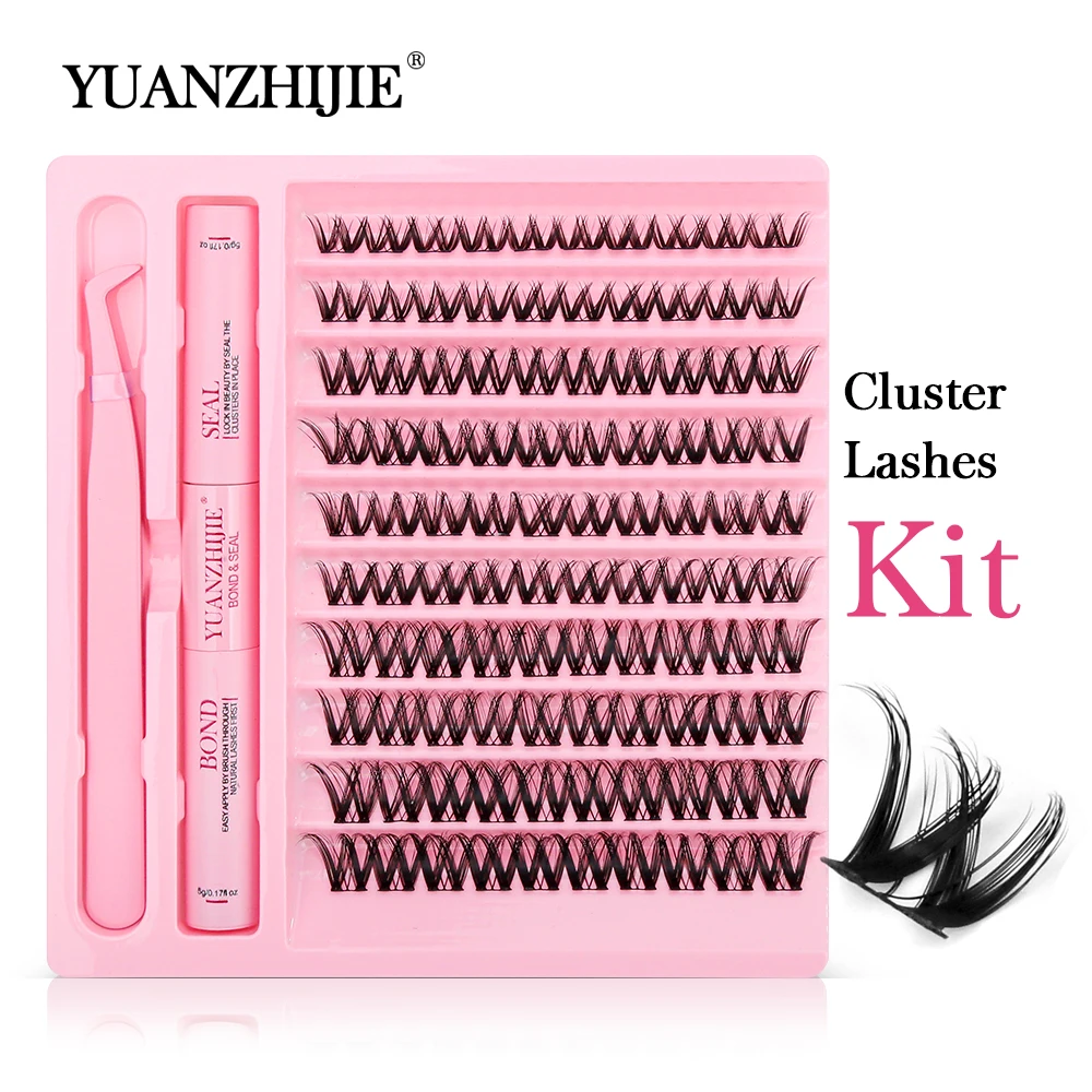 Yuanzhijie Lash Extensions Kit Makeup Lash Bond And Seal Glue Ciglia Individuali 10 Righe Cluster Extension Ciglia