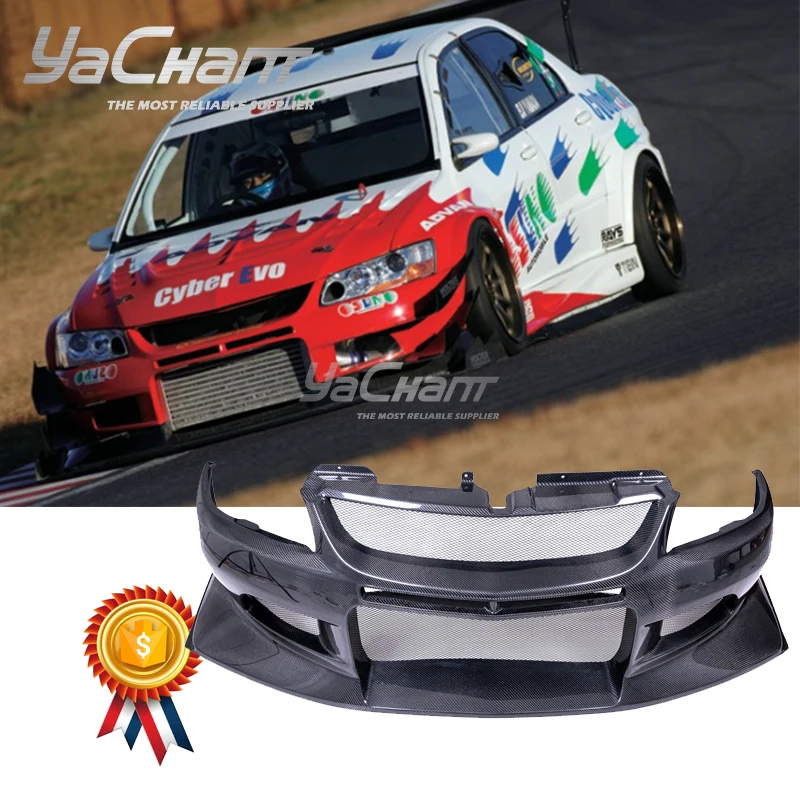Car-Styling Cf In Fibra Di Carbonio Voltex Cyber Ver Style Paraurti Anteriore Adatto Per Mitsubishi Lancer Evolution 8-9 Evo 8 Evo 9 Dal 2004 Al 2007