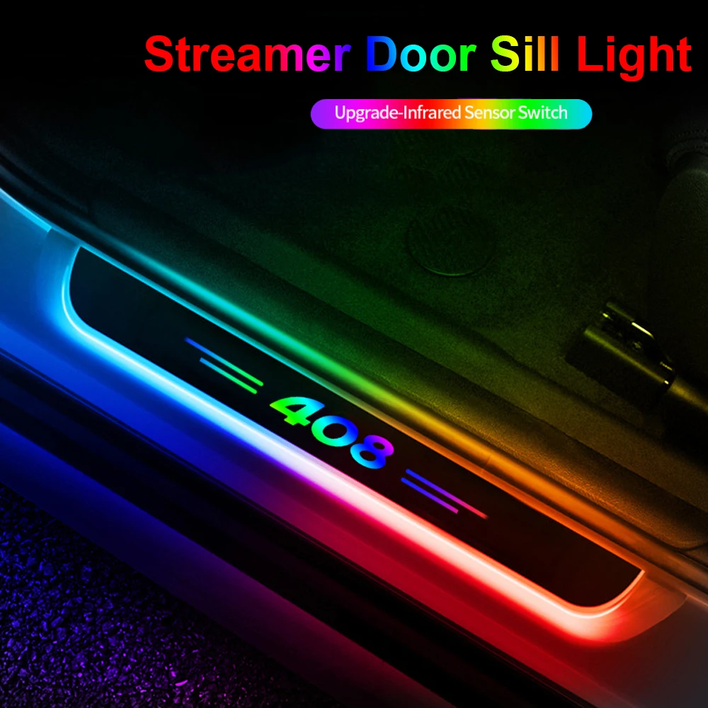 Lampada Scintillante Illusoria Per Peugeot 408 Car Front Rear Door Soglia Pathway Light Entry Pedal Strisce Ricaricabili Decorative