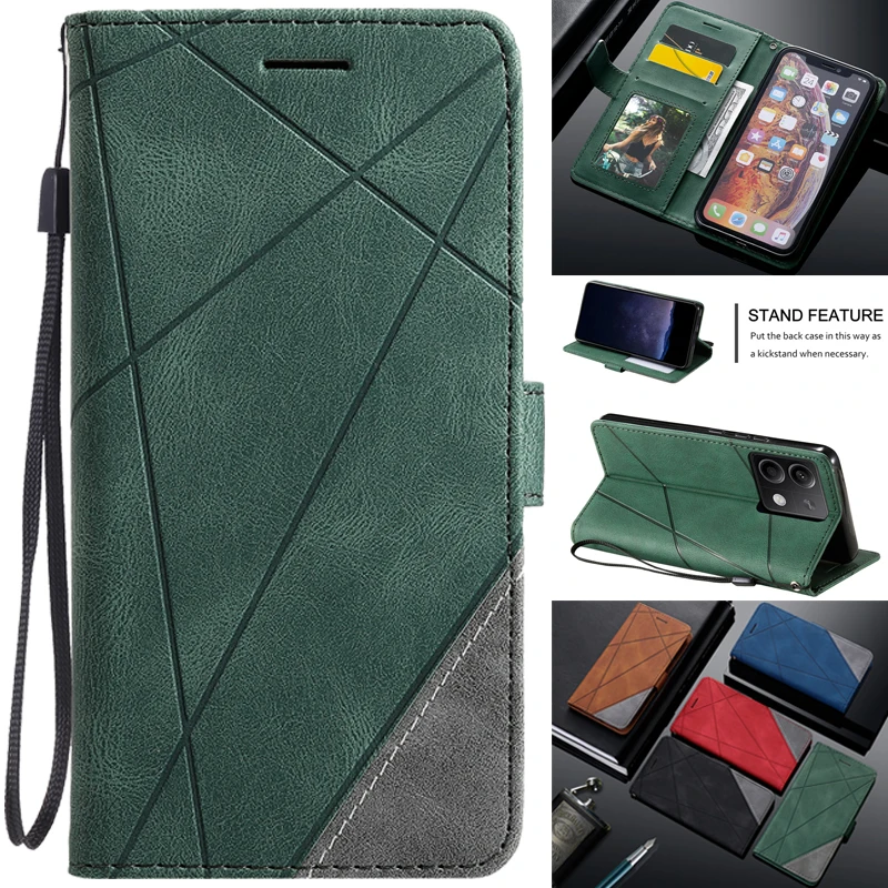 Per Oppo A57 5G 2022 Pftm20 6.56 "Custodia New Skin Feel Splicing Flip Case Per Oppo A57 A57S A77 A77S A72 A17 A17K Custodia A Portafoglio
