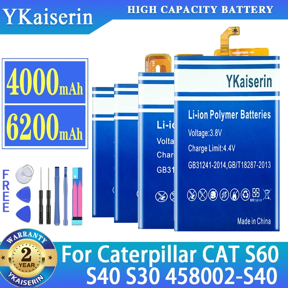 Batteria Ykaiserin Per Caterpillar Cat S60 S40 S30 458002-S40 Bateria + Strumenti Gratuiti