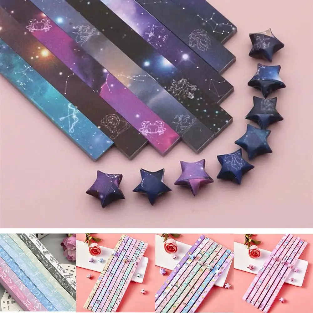 540 Fogli Single Sided Star Origami Paper Art Craft Cartoon Star Paper Strip Colorful Best Wishes Pieghevole Star Home Decoration