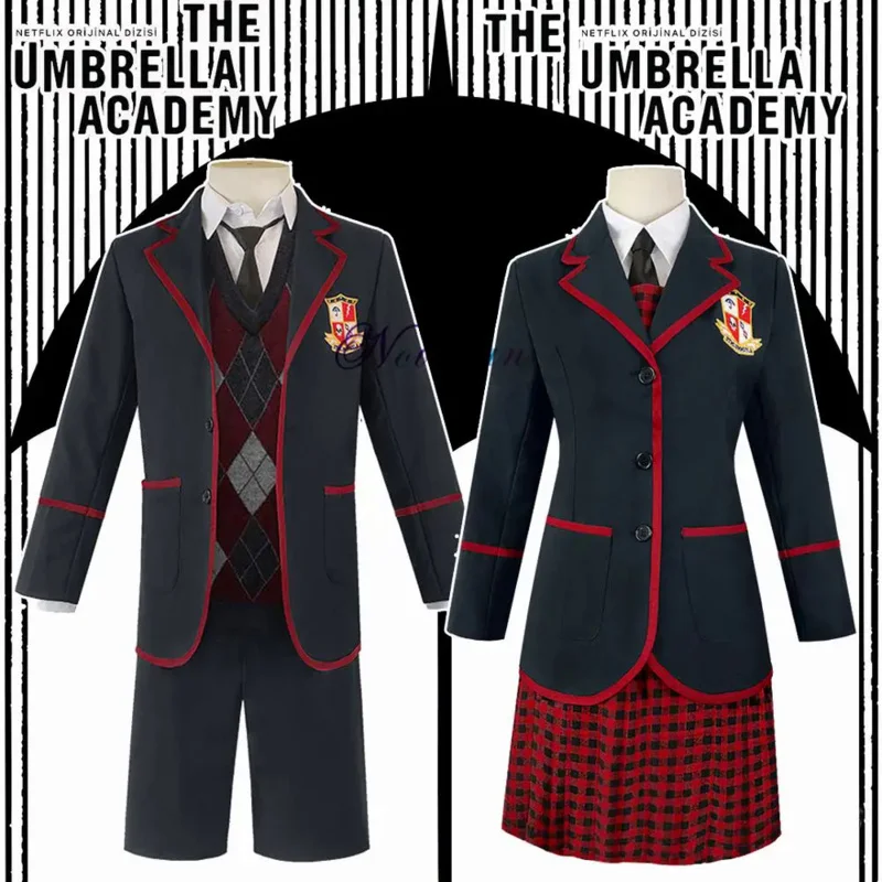 Nuovi Fumetti The Umbrella Academy Costume Cosplay Uomo Donna Anime College School Uniform Jacket Shirt Dress