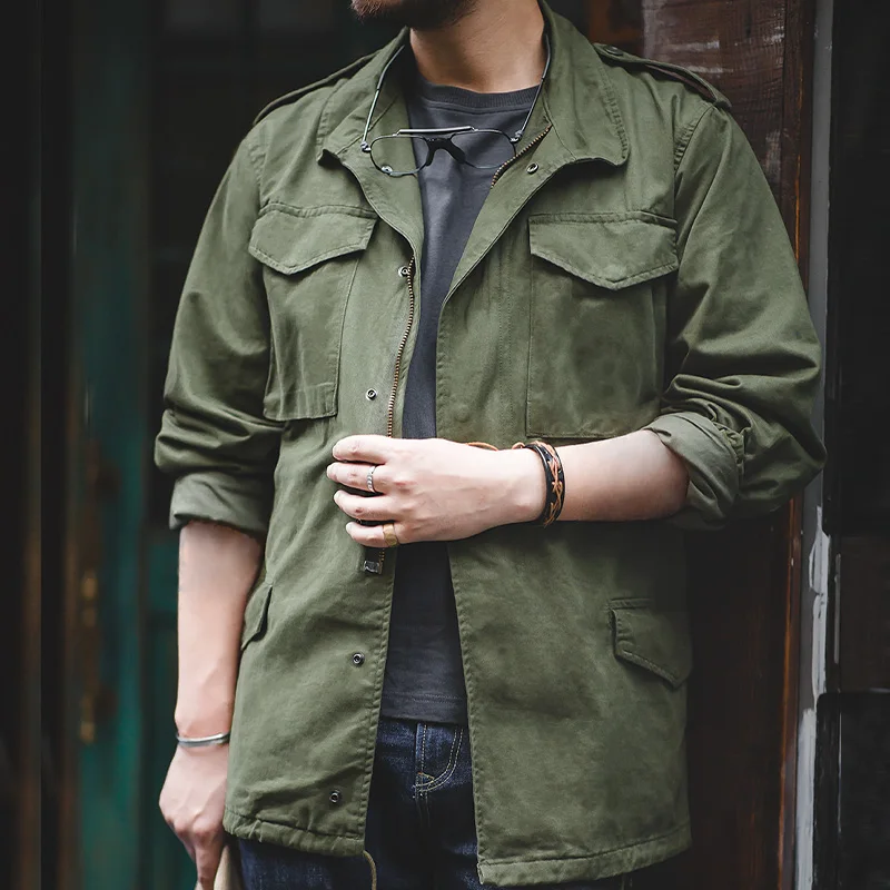 Maden M65 Vintage Coat Parka Cotton Standard Convenzionale Multi Pocket Slim Green Field Jacket Per Uomo Primavera E Autunno