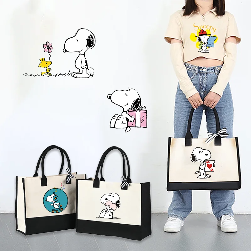 Anime Snoopy Women Girl Cute Shopping Tote Bag Peanuts Cute Cartoon Female Vogue Damigella D'Onore Regalo Hand Tote Package Storage Pouch