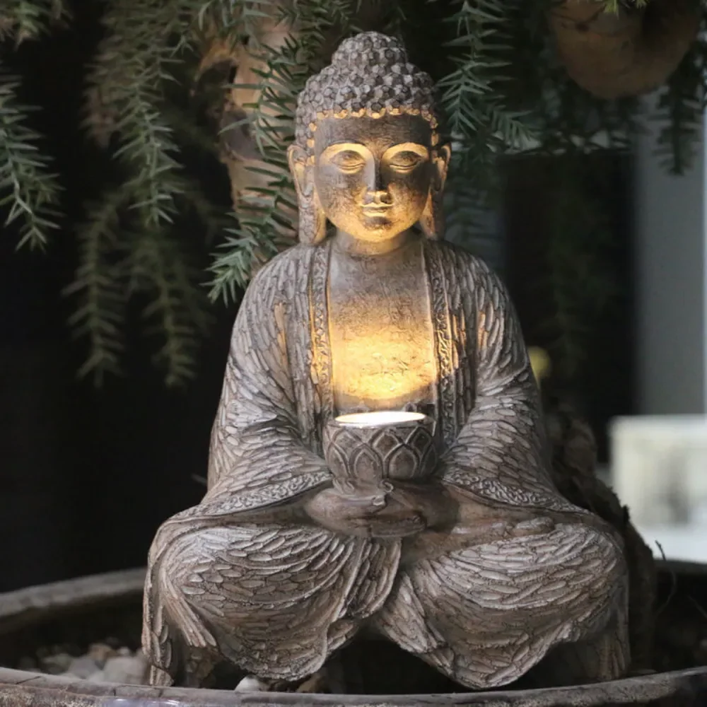 Luci Solari Statua Di Buddha Decorativo Patio Esterno Giardino Nuova Statua Di Buddha Cinese Zen Soggiorno Ufficio Muslimah