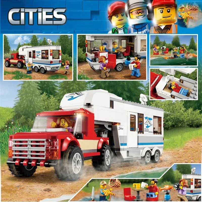 344Pcs City Pickup Caravan Car Building Blocks Mattoni Compatibili Lepining 60182 Giocattoli Per Bambini Regali Di Natale