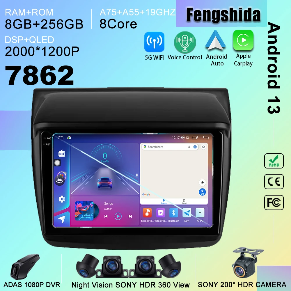 7862 Cpu Android 13 Car Dvd Radio Per Mitsubishi Pajero Sport 2 L200 Triton 2008 - 2016 Stereo Head Unit Lettore Multimediale Wifi