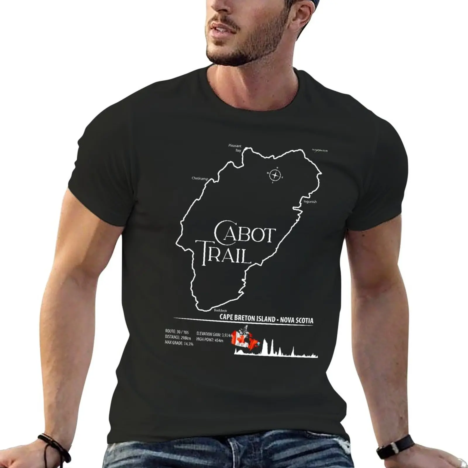 New Cabot Trail Cape Bretone Island Nova Scotia Canada Car Bike Moto Trail Map Sticker T-Shirt 03 T-Shirt