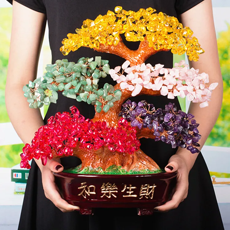 Porta Ricchezza Buona Fortuna Home Shop Company Money Drawing 5 Colori Crystal Jade Pachira Money Tree Feng Shui Statue Talisman