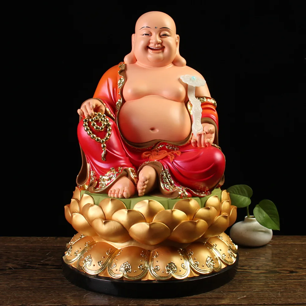 2023 Home Shop Company Hall Decor Buddha Fiorente Business Money Drawing Good Luck Gold Maitreya Buddha Feng Shui Color Statue