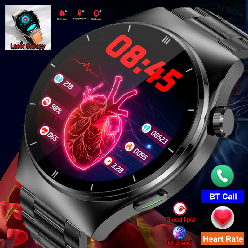 Health Laser Therapy Smart Watch Blood Sugar Acido Urico Blood Lipid Watch Smart Bluetooth Call Blood Pressure Monitor Smartwatch