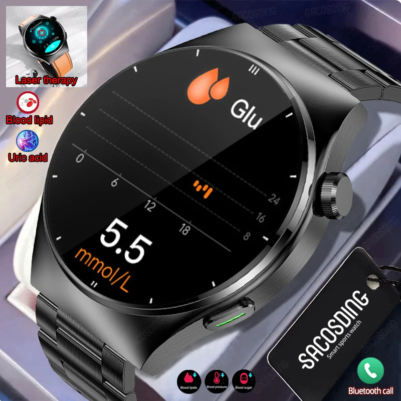 Health Laser Therapy Smart Watch Blood Sugar Watch Smart Bluetooth Call Acido Urico Blood Lipid Blood Pressure Monitor Smartwatch