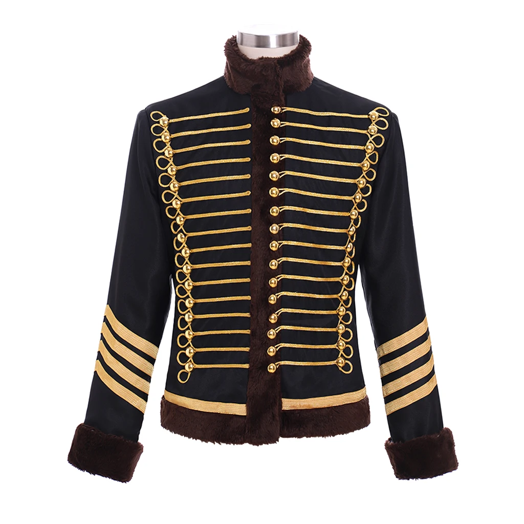 Giacca Militare Da Uomo In Pelliccia Sintetica Steampunk Gothic Parade Coat Medievale Tudor Royal Officer Uniform