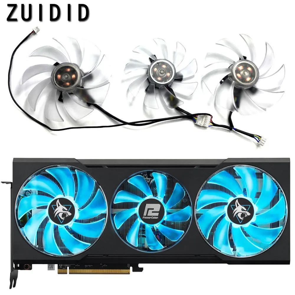 Ventola Muslimcolor Rx 6700 Xt Gpu, Per Ventola Di Raffreddamento Della Scheda Grafica Di Gioco Powercolor Hellhound Amd Radeon Rx 6700 Xt