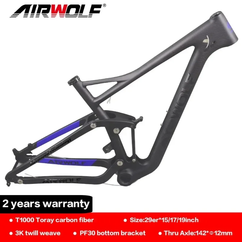 Airwolf T1000 Telaio Mtb In Carbonio 29Er Full Suspension Mountain Bicycle Frames Freno A Disco Racing Carbon Suspension Bike Frameset