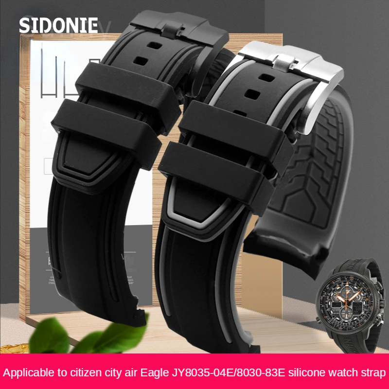 Per Citizen Air Eagle Jy8035-04E Cinturino Per Orologio In Silicone Impermeabile Con Onda Ad Arco Elettrico A Energia Ottica 23Mm