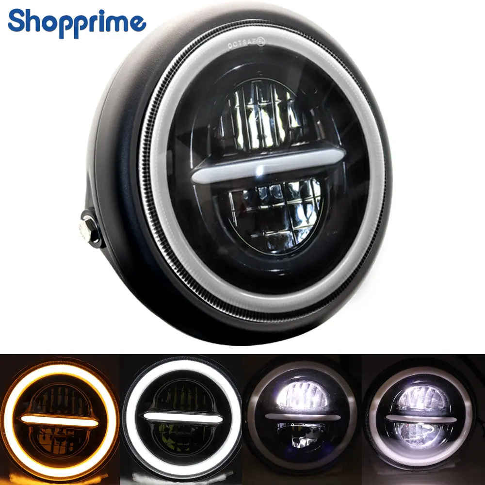 7.5 "Faro Moto Cafe Racer Moto 7.5 Pollici Led Faro Per Harley Sportster Honda Yamaha Suzuki Custom Refit