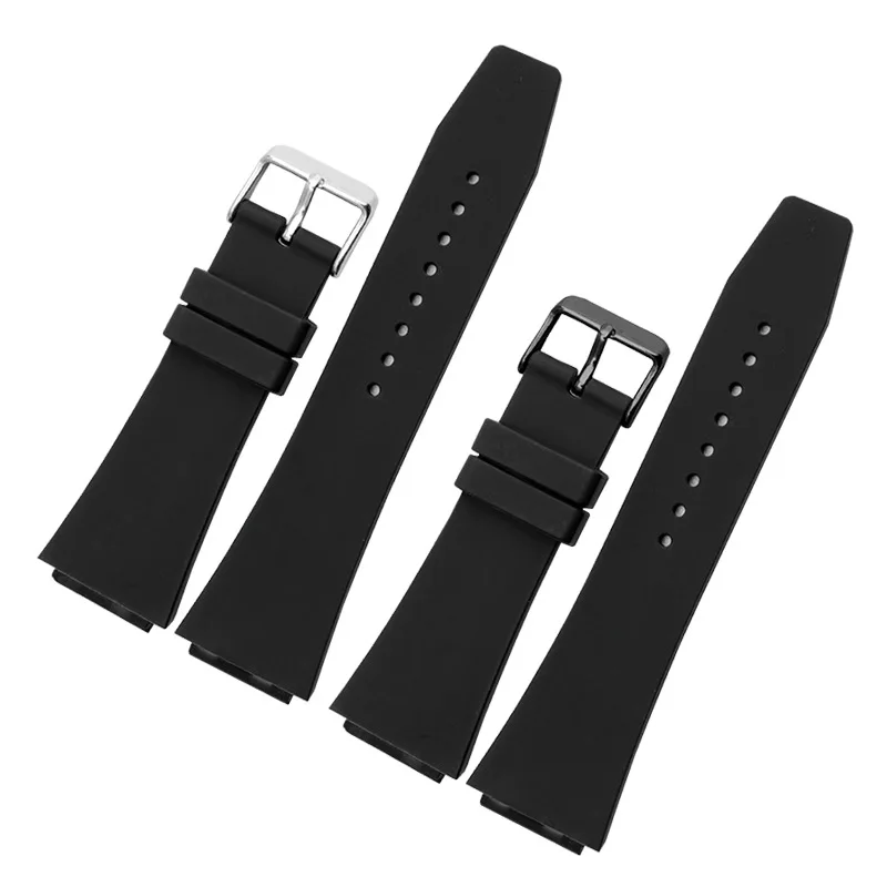 Cinturino Per Orologio In Silicone Adatto Per Catena Per Orologio Con Bocca Convessa Impermeabile Serie Rado True/Thin 24*18Mm Cinturino Da Uomo Nero