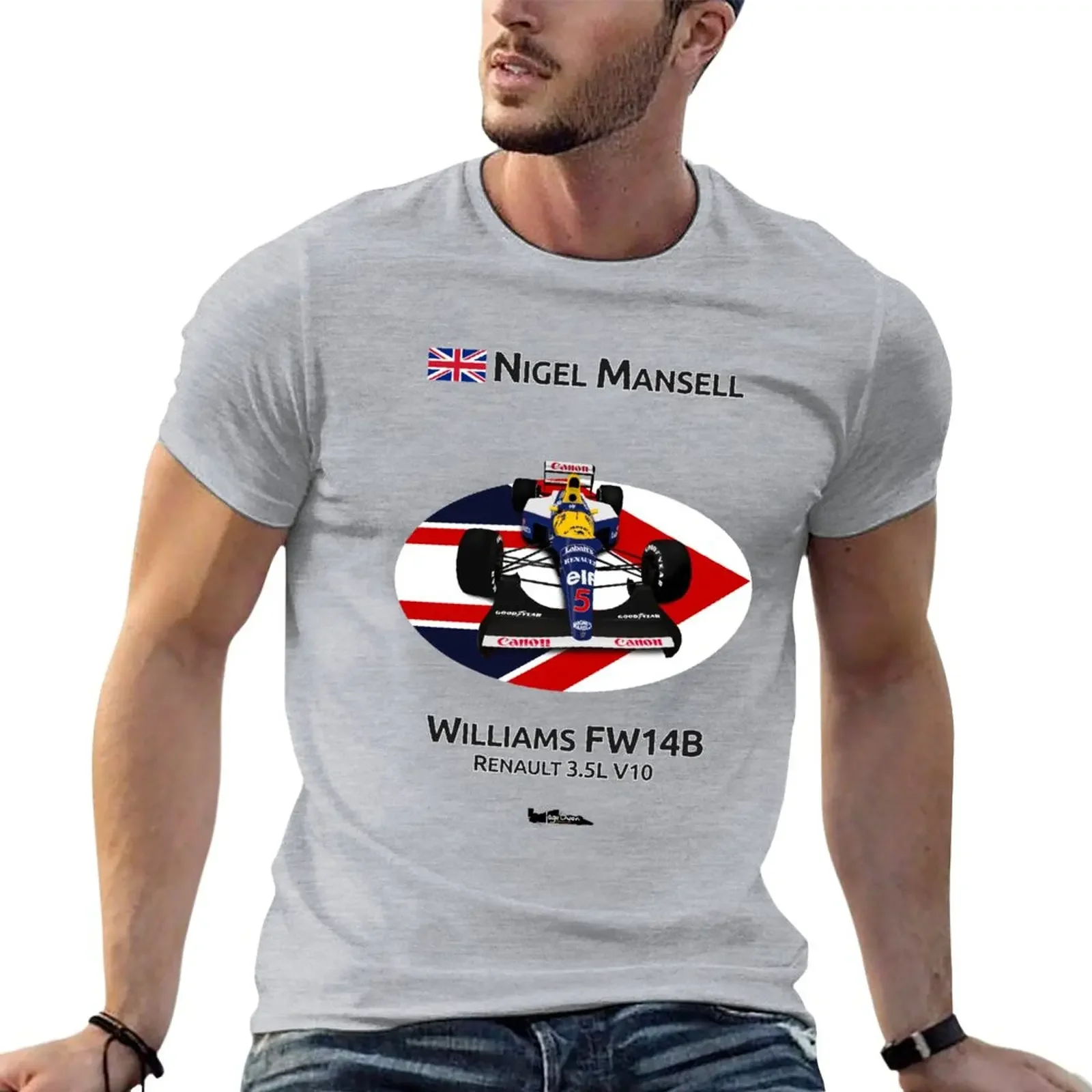 Nigel Mansell - Williams Fw14B Con T-Shirt Sfondo Casco Sublime Blacks Magliette Grafiche Da Uomo