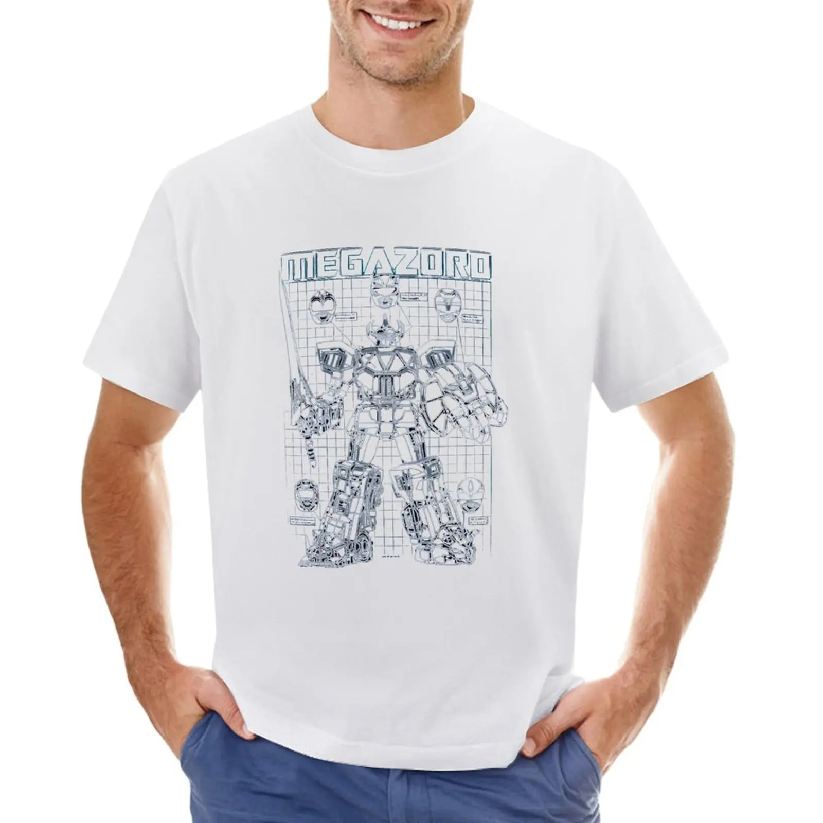Schematic Megazord Mighty Morphin T-Shirt Oversize Sublime Summer Top Cute Clothes Mens Graphic T-Shirt Anime
