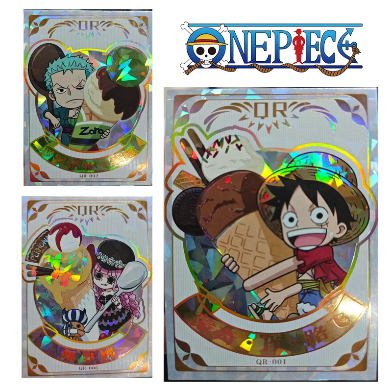 Carte Intere Qr Ice Cream Style Diamonds Sparkle Gold Rufy Sanji Perona Anime Carte Da Collezione Regali Di Compleanno Di Natale