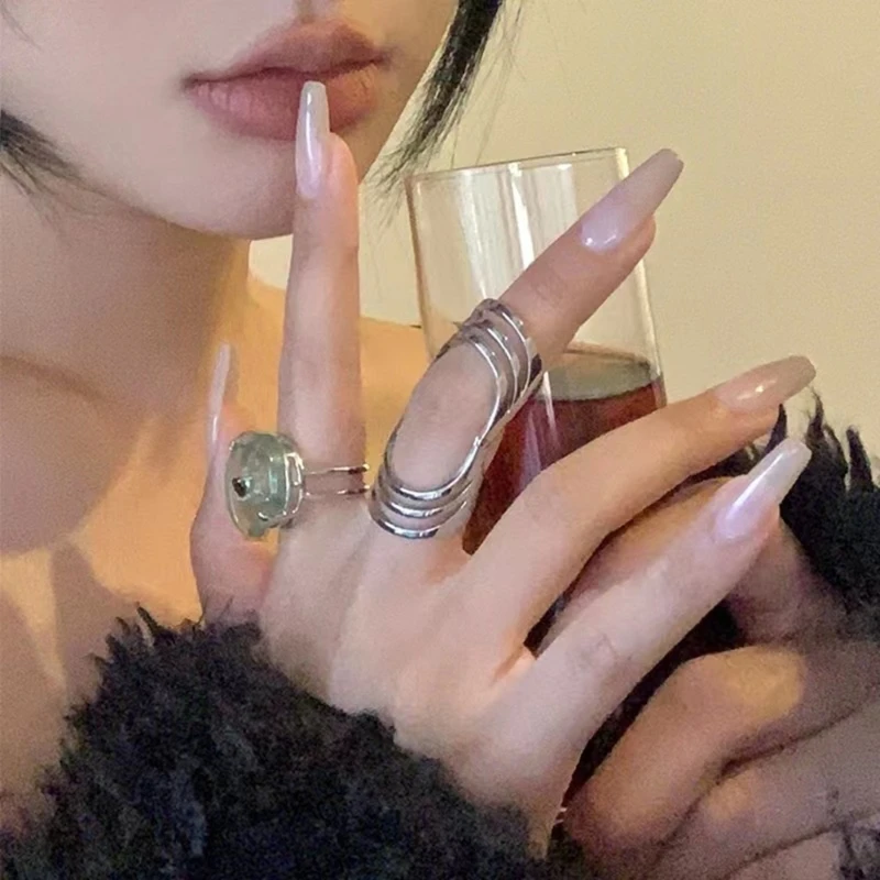 Retro Hollow Rings Fashion Punk Joint Finger Ring Statement Jewelry