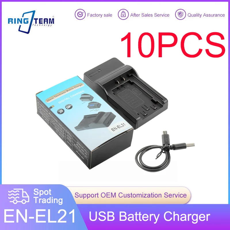 10 Pz/Lotto En-El21 Enel21 Caricabatteria Usb Per Fotocamera Digitale Per Nikon 1 V2, 1 V2, Singletmacro Coolpix A J1